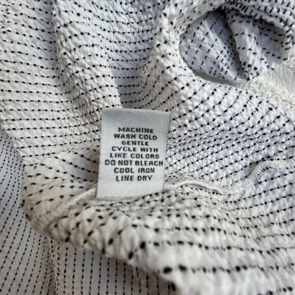 Habitat Womens Striped Textured Button-Up Shirt Top Large Art to Wear Lagenlook - Picture 5 of 8